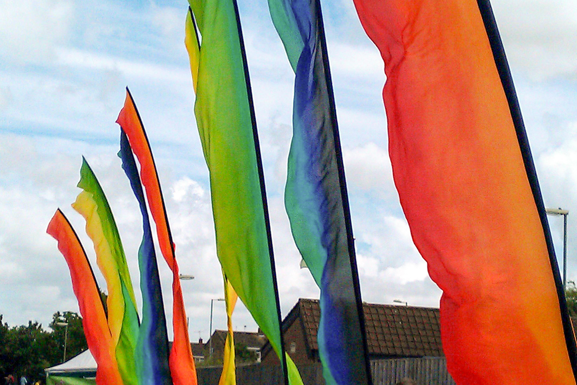 Rainbow flags at World Party in the Park 2012 Basingstoke
